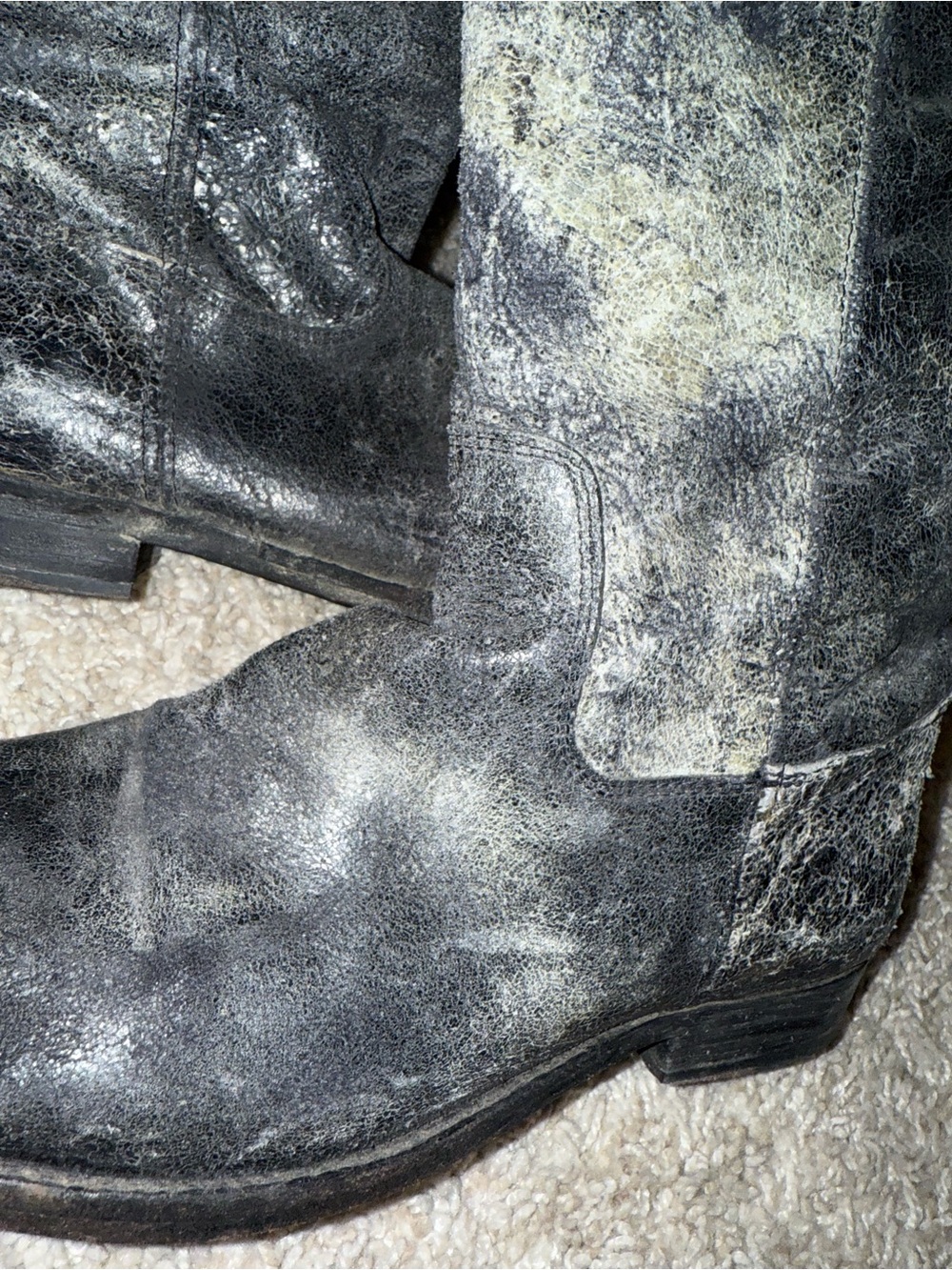 Frye Black and Gray glazed distressed crackle boots Melisa Festival Boho - Picture 14 of 14